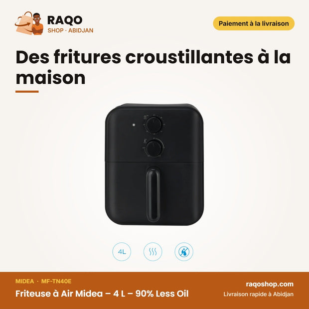 Friteuse à Air Midea – 4 L – 90% Less Oil – 360° Hot Airflow System | MF-TN40E
