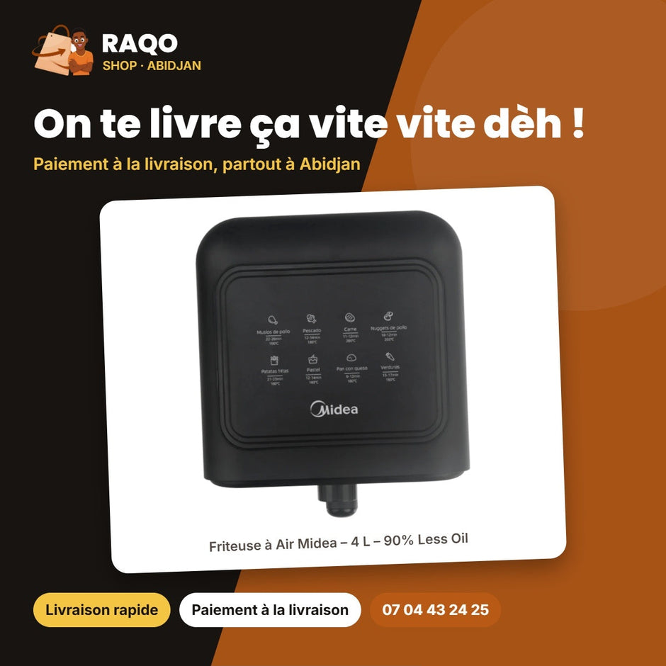 Friteuse à Air Midea – 4 L – 90% Less Oil – 360° Hot Airflow System | MF-TN40E