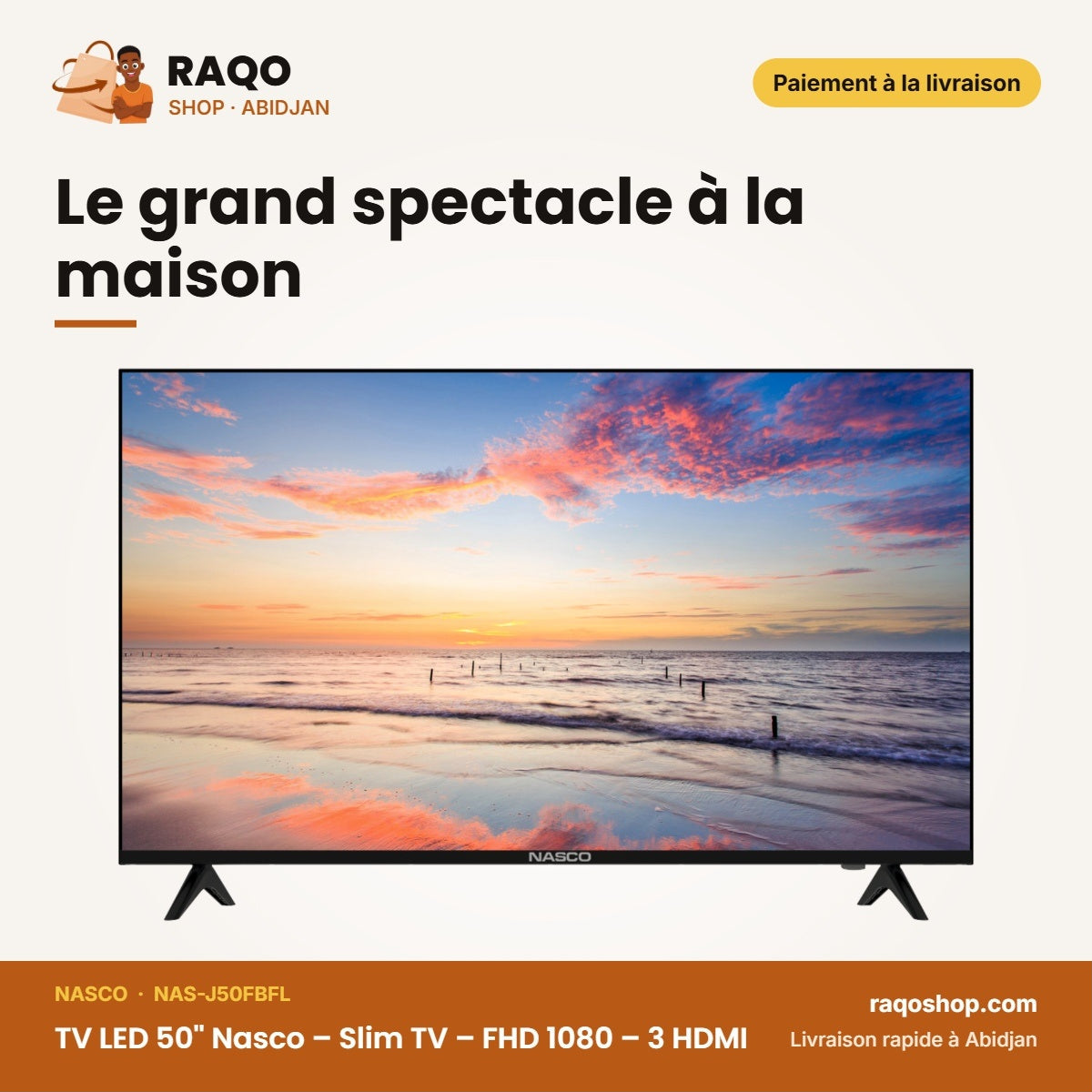 TV LED 50'' Nasco – Slim TV – FHD 1080 – 3 HDMI | NAS-J50FBFL