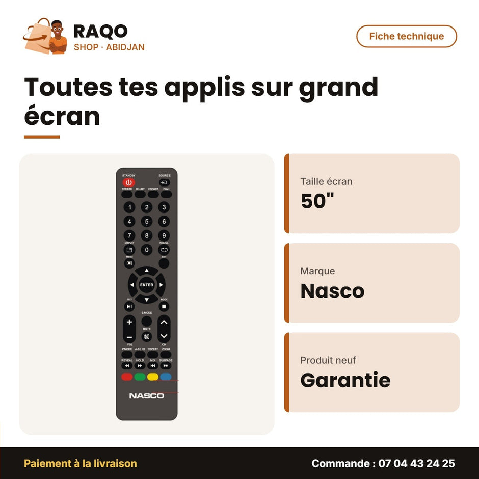 TV LED 50'' Nasco – Slim TV – FHD 1080 – 3 HDMI | NAS-J50FBFL