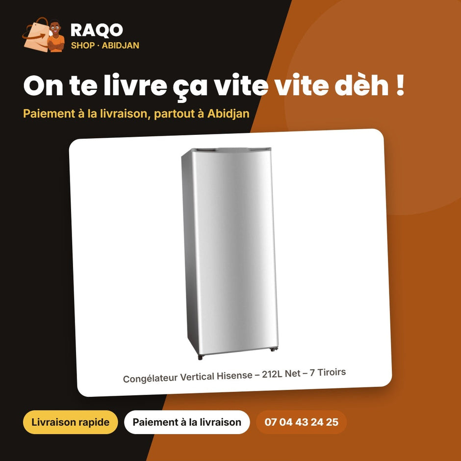 Congélateur Vertical Hisense – 212L Net – 7 Tiroirs – Congelation Rapide A+ | RS-32DC4SA