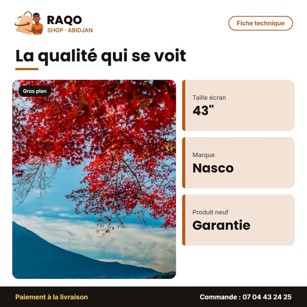 TV LED 43'' Nasco – Slim TV – FHD 1080 – 3 HDMI | NAS-J43FBFL-A