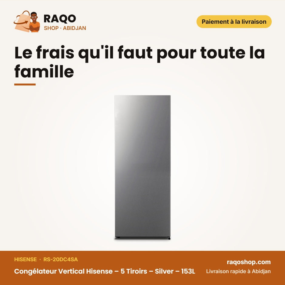 Congélateur Vertical Hisense – 5 Tiroirs – Silver – 153L | RS-20DC4SA