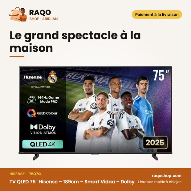 TV QLED 75'' Hisense – 189cm – Smart Vidaa – Dolby | 75Q7Q