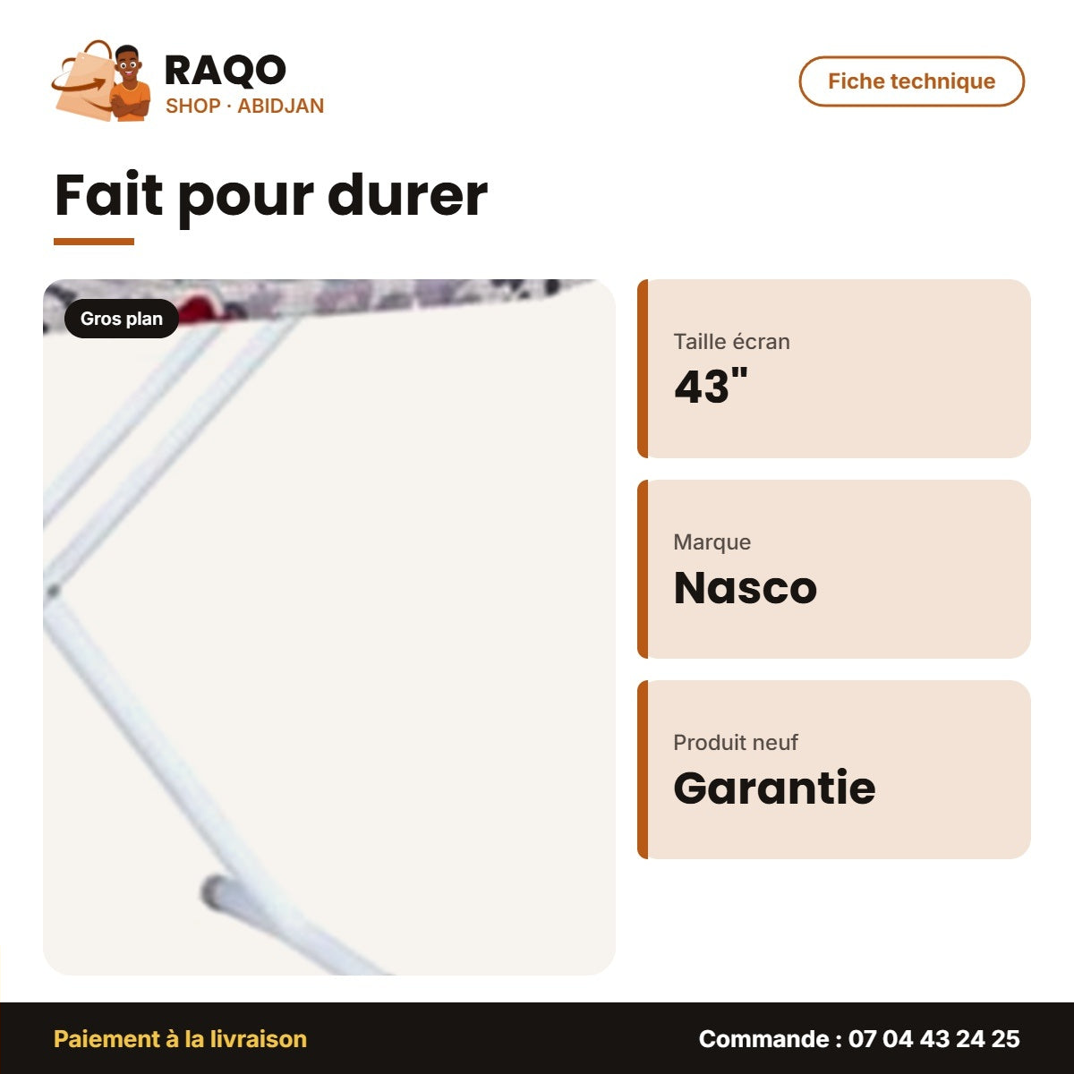 Table à Repasser Nasco 43''X13'' – Housse Coton – Anti Rouille – 6 | T_4313T-1