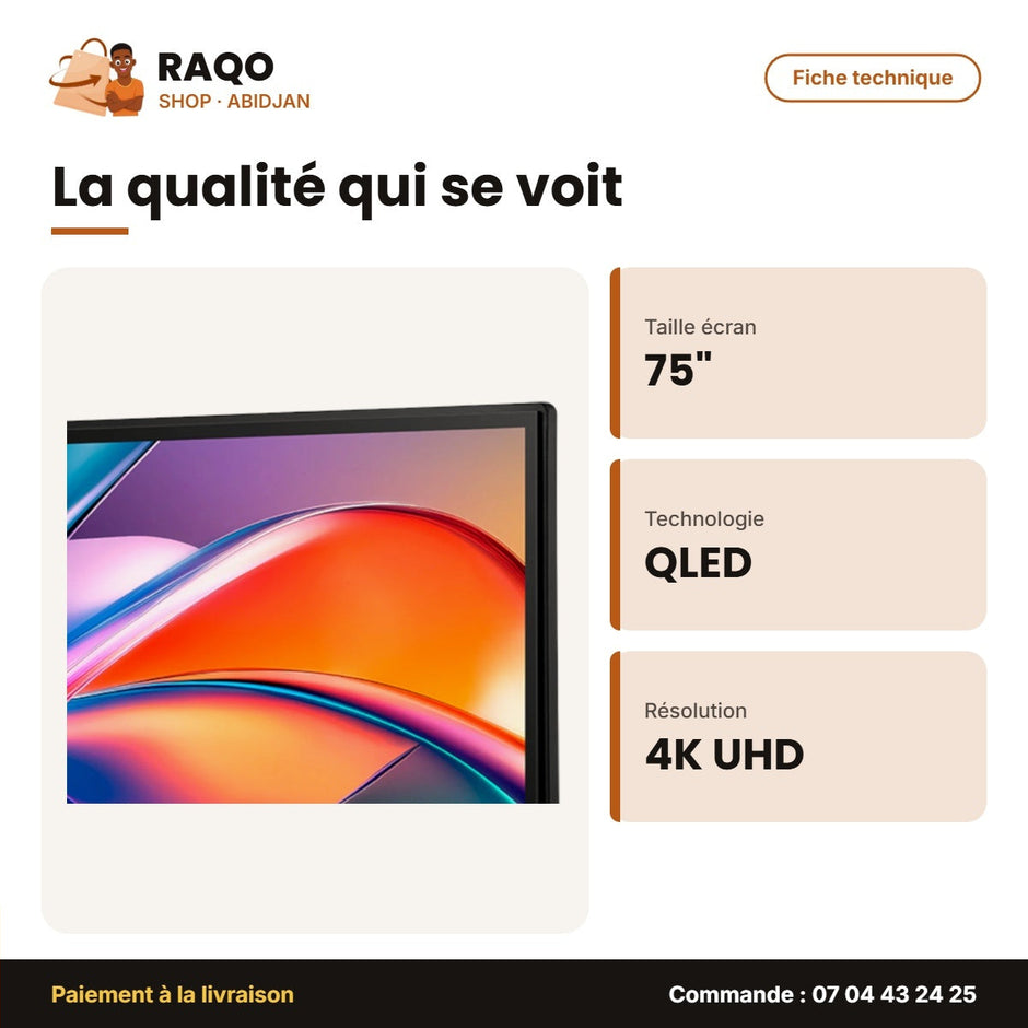 TV QLED 75'' Hisense – 189cm – Smart Vidaa – 4K UHD | 75Q6Q