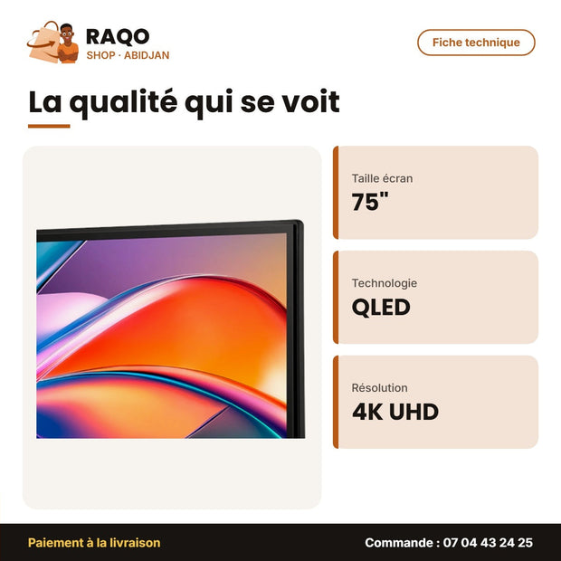 TV QLED 75'' Hisense – 189cm – Smart Vidaa – 4K UHD | 75Q6Q