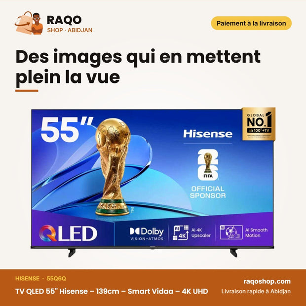TV QLED 55'' Hisense – 139cm – Smart Vidaa – 4K UHD | 55Q6Q