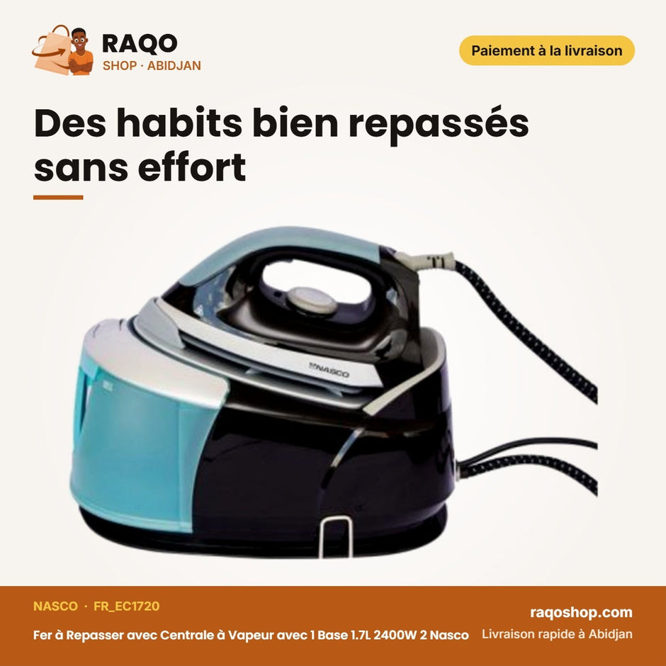 Fer à Repasser avec Centrale à Vapeur avec 1 Base 1.7L 2400W 2 Nasco – Ctn | FR_EC1720