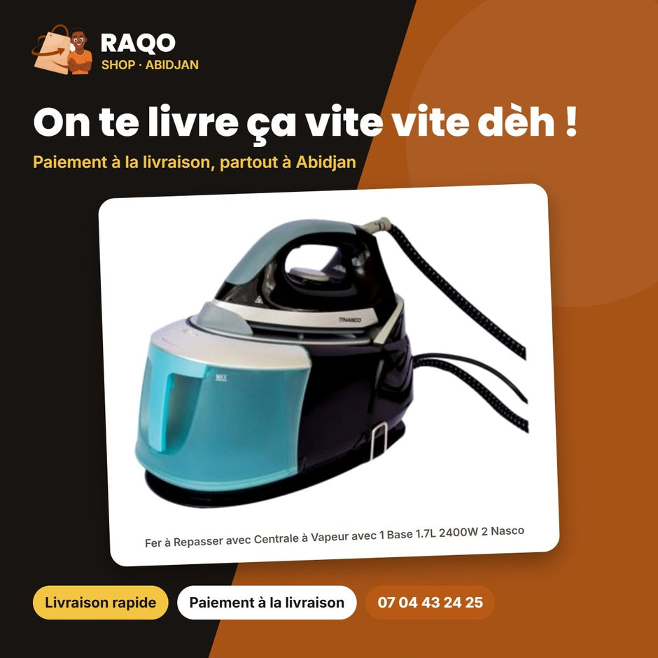 Fer à Repasser avec Centrale à Vapeur avec 1 Base 1.7L 2400W 2 Nasco – Ctn | FR_EC1720