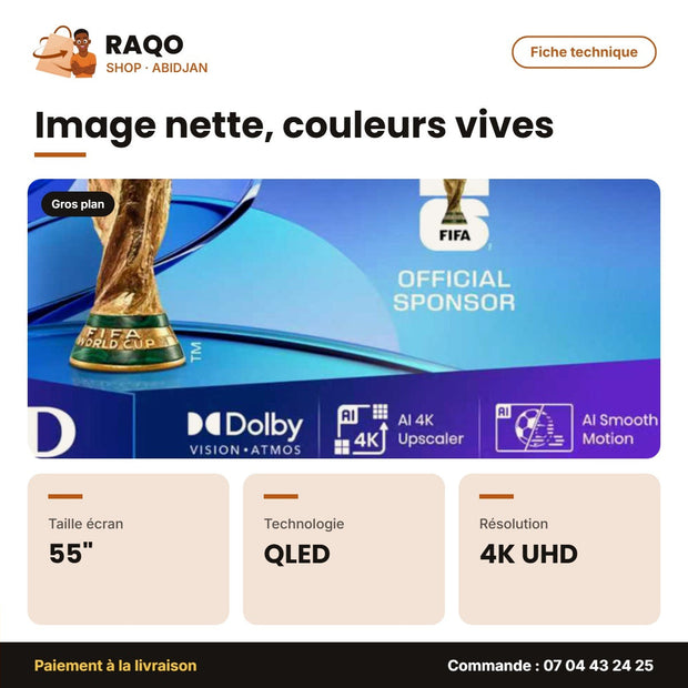 TV QLED 55'' Hisense – 139cm – Smart Vidaa – 4K UHD | 55Q6Q