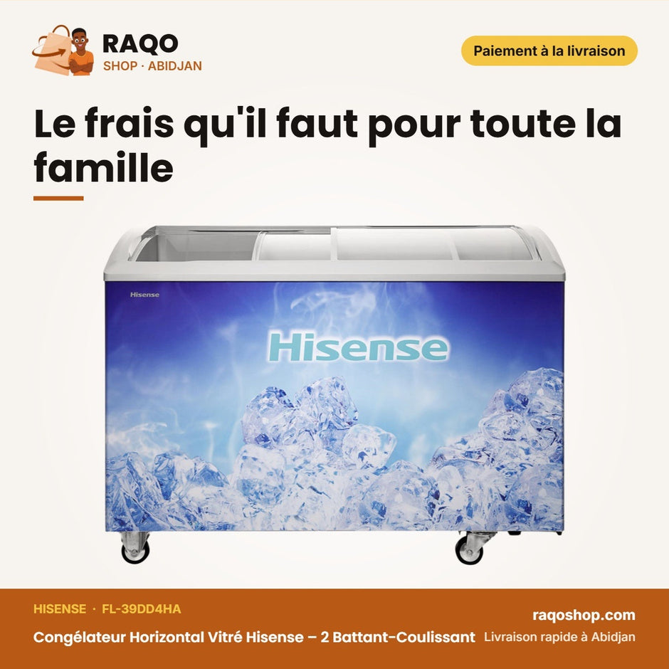 Congélateur Horizontal Vitré Hisense – 2 Battant-Coulissant – 223L | FL-39DD4HA