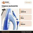 Fer à Repasser à Vapeur Nasco + Support 360° 2200W Bleu-Blanc | FR_NA-8878C