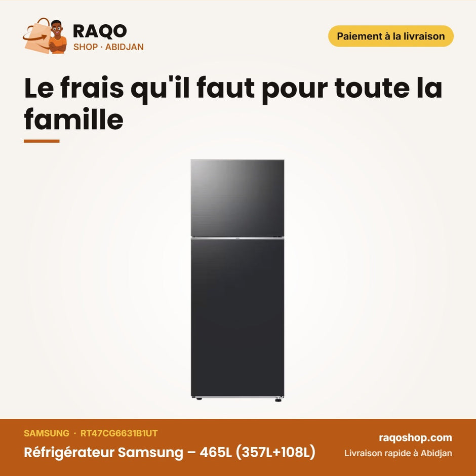 Réfrigérateur Samsung – 465L (357L+108L) – All Around Cooling – Black | RT47CG6631B1UT