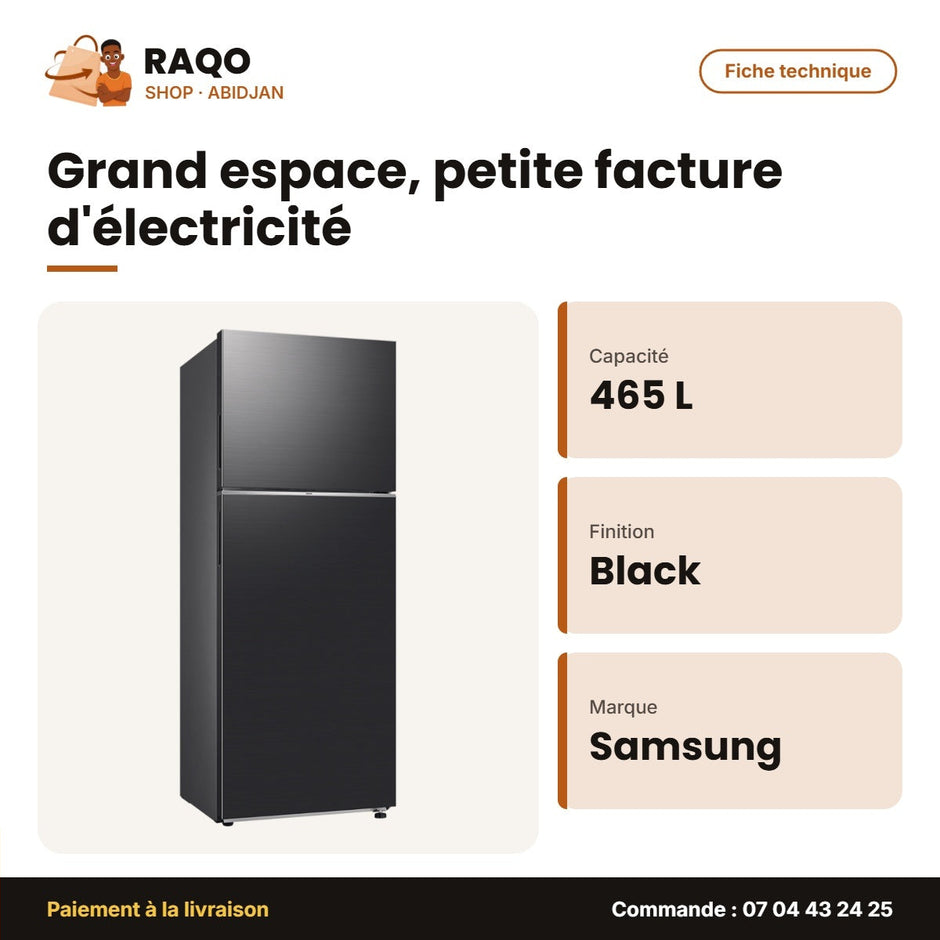 Réfrigérateur Samsung – 465L (357L+108L) – All Around Cooling – Black | RT47CG6631B1UT