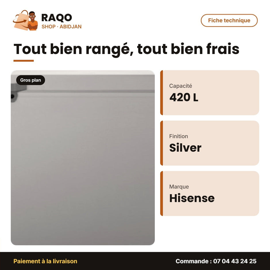 Congélateur Horizontal Hisense – 1 Porte – 420L – Silver | FC-55DD4HA