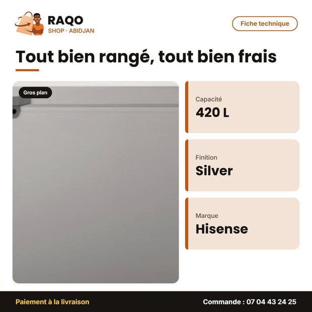 Congélateur Horizontal Hisense – 1 Porte – 420L – Silver | FC-55DD4HA
