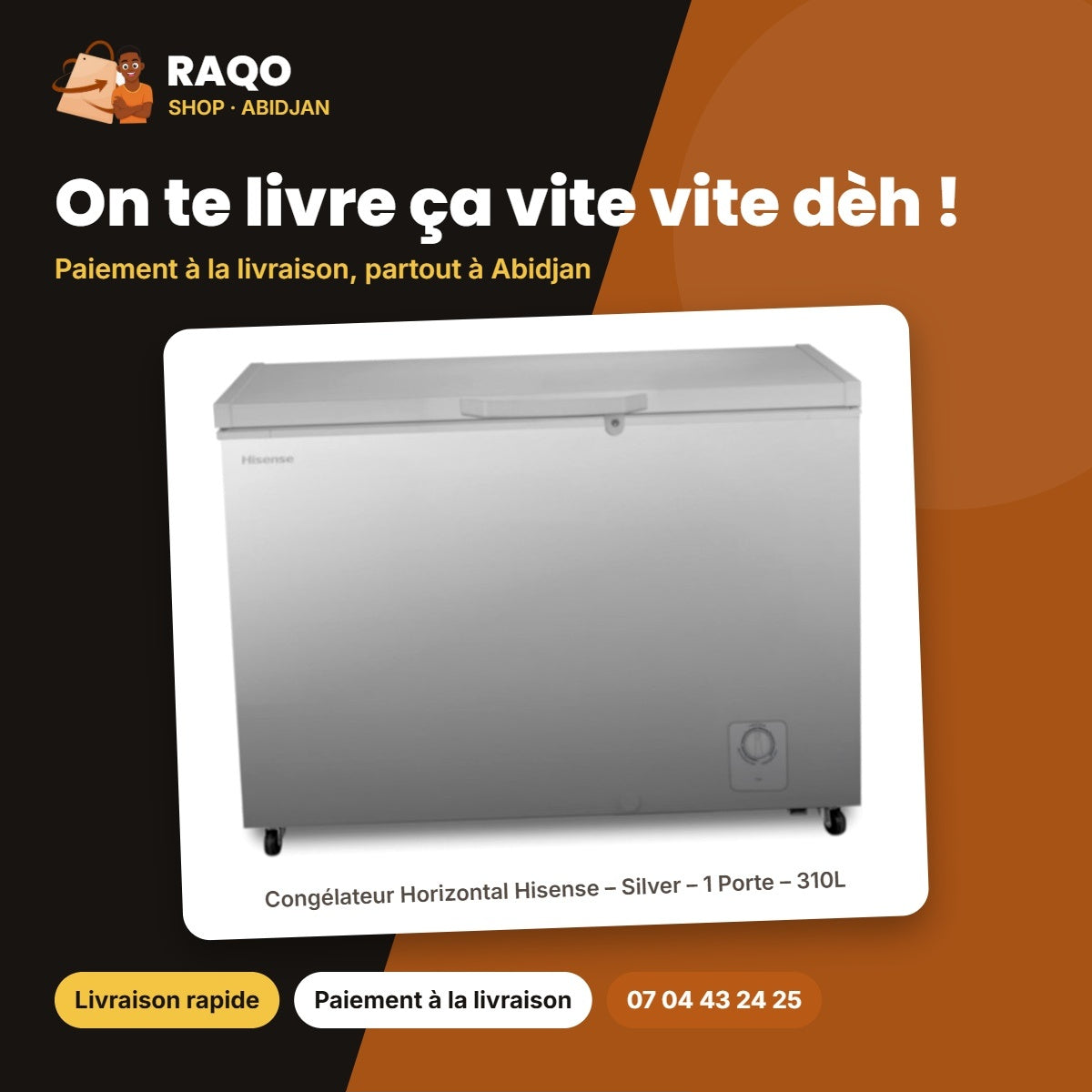 Congélateur Horizontal Hisense – Silver – 1 Porte – 310L | FC-40DD4HA