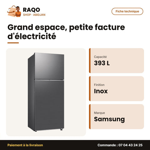 Réfrigérateur Samsung – 393 L(295L+98L) – Refined Inox Pet | RT38CG6421S9UT