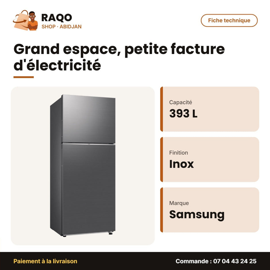 Réfrigérateur Samsung – 393 L(295L+98L) – Refined Inox Pet | RT38CG6421S9UT