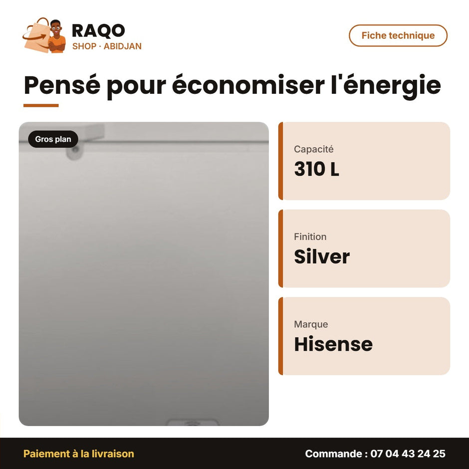 Congélateur Horizontal Hisense – Silver – 1 Porte – 310L | FC-40DD4HA