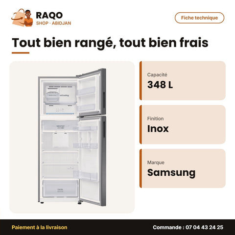Réfrigérateur Samsung – 348L (268L+80L) – Refined Inox – All Around Cool. | RT35CG5421S9UT