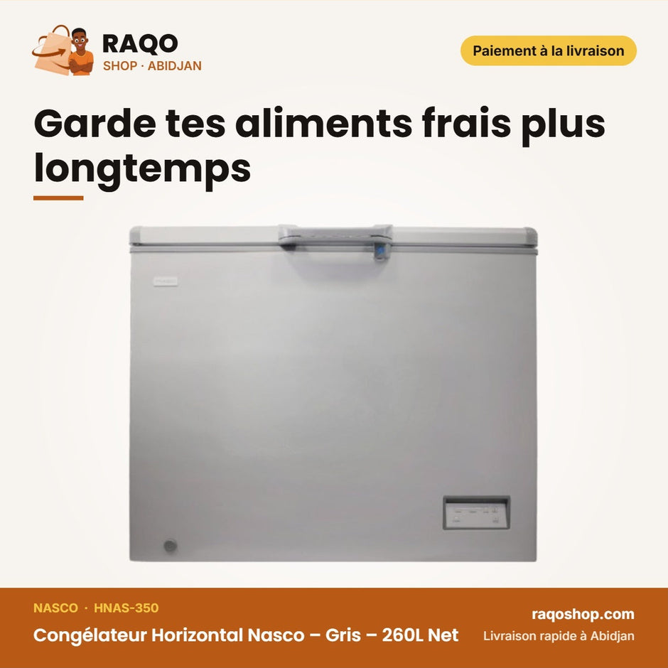 Congélateur Horizontal Nasco – Gris – 260L Net | HNAS-350