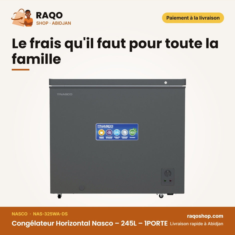 Congélateur Horizontal Nasco – 245L – 1PORTE – 1 Panier Interne | NAS-325WA-DS