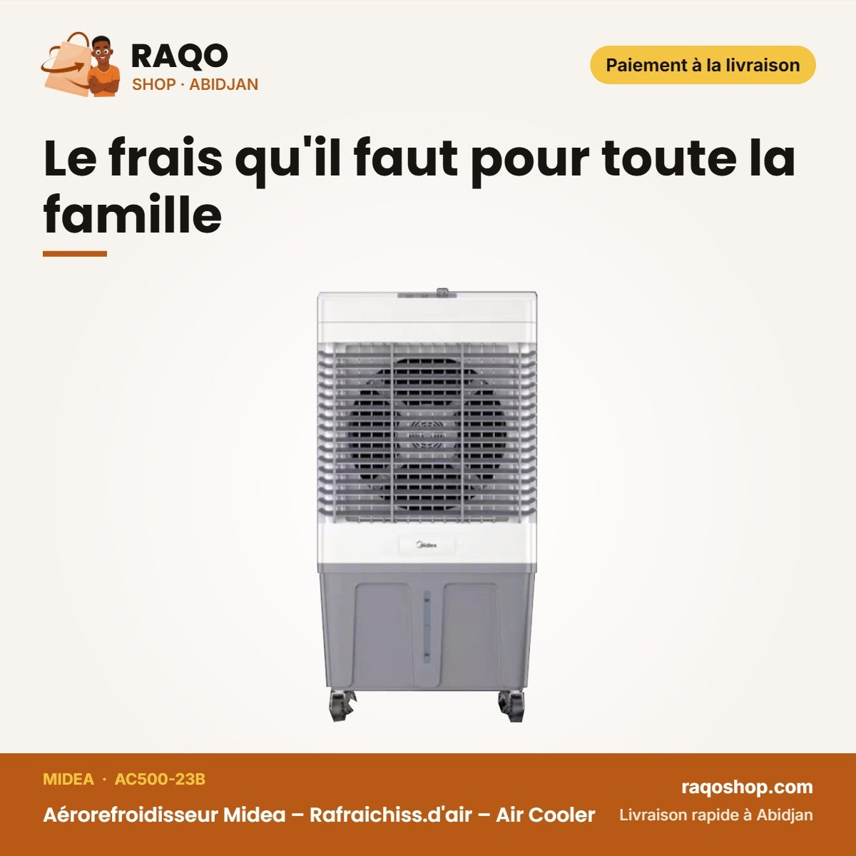 Aérorefroidisseur Midea – Rafraichiss.d'air – Air Cooler – 96L Réservoir. D'eau | AC500-23B
