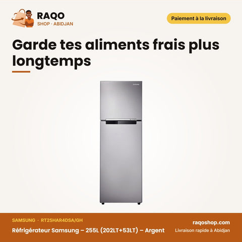 Réfrigérateur Samsung – 255L (202LT+53LT) – Argent | RT25HAR4DSA/GH
