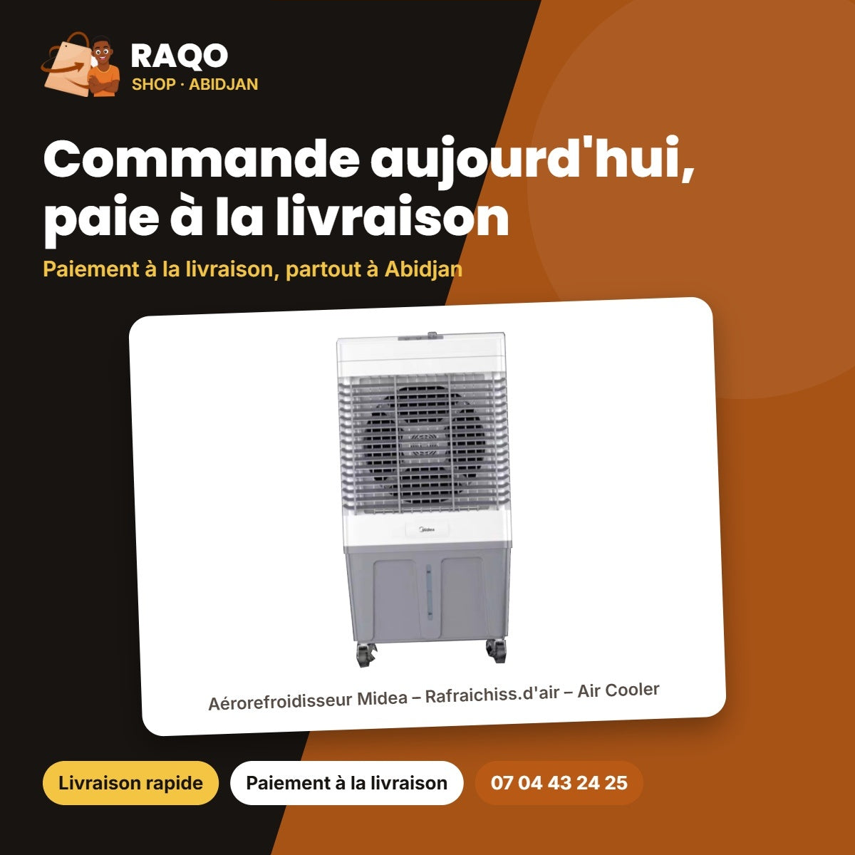 Aérorefroidisseur Midea – Rafraichiss.d'air – Air Cooler – 96L Réservoir. D'eau | AC500-23B