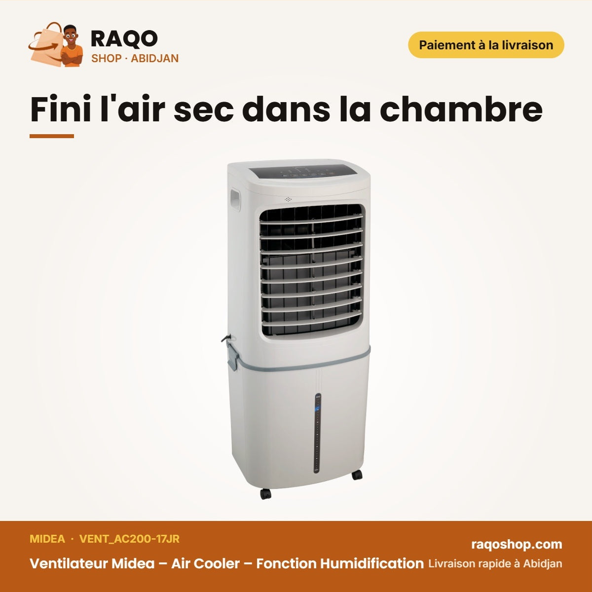 Ventilateur Midea – Air Cooler – Fonction Humidification – Avec Télécommande | VENT_AC200-17JR