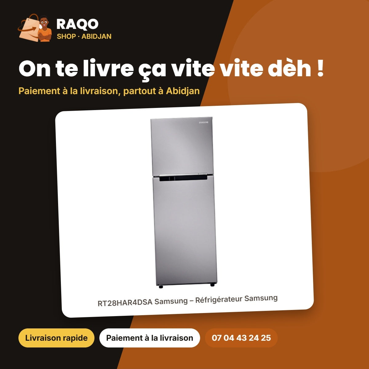 RT28HAR4DSA Samsung – Réfrigérateur Samsung – 234L (181LT+53LT) – Argent | RT22HAR4DSA/GH