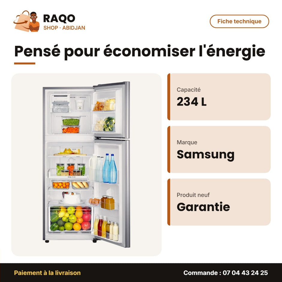 RT28HAR4DSA Samsung – Réfrigérateur Samsung – 234L (181LT+53LT) – Argent | RT22HAR4DSA/GH