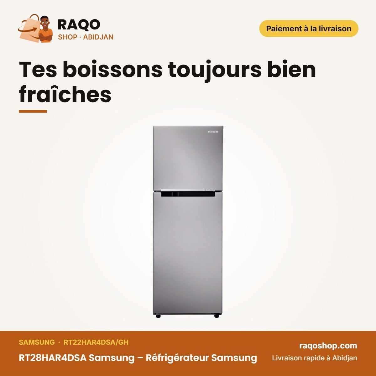 RT28HAR4DSA Samsung – Réfrigérateur Samsung – 234L (181LT+53LT) – Argent | RT22HAR4DSA/GH