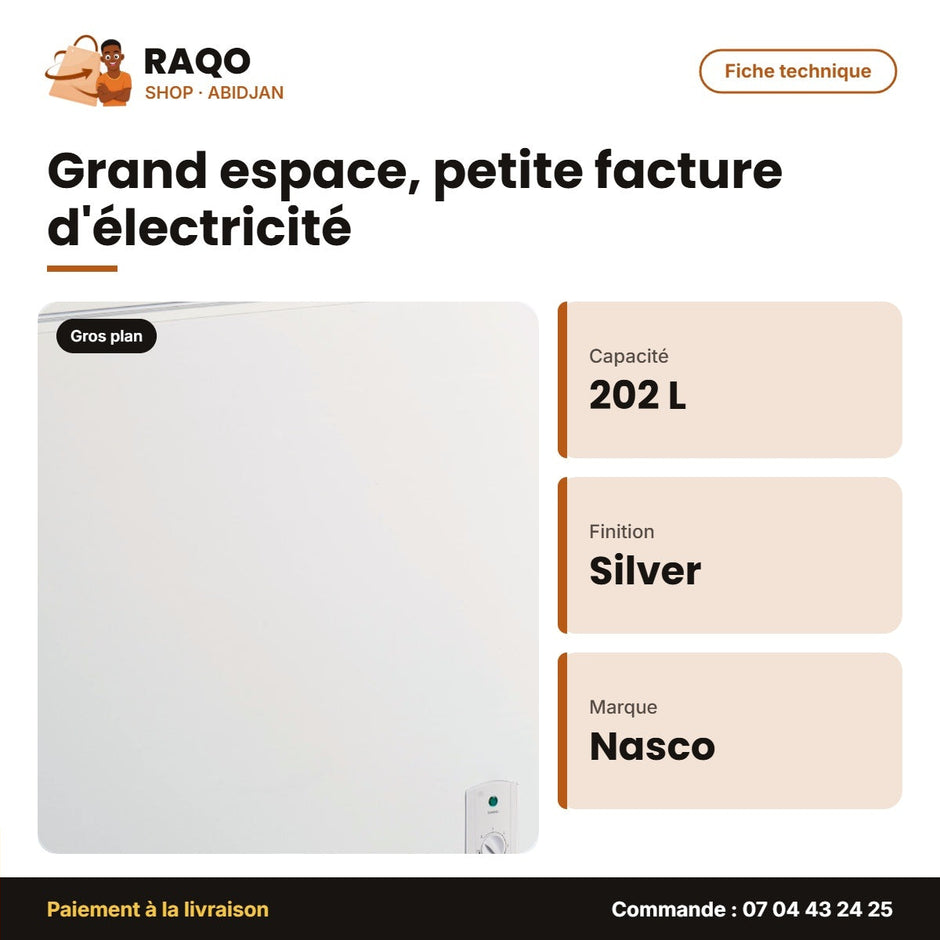 Congélateur Horizontal Nasco – 202 L – Silver – 1 Porte | KNAS-300