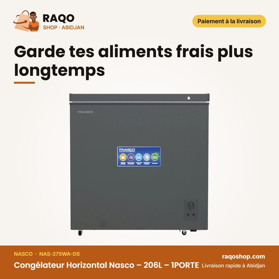 Congélateur Horizontal Nasco – 206L – 1PORTE – 1 Panier Interne | NAS-275WA-DS