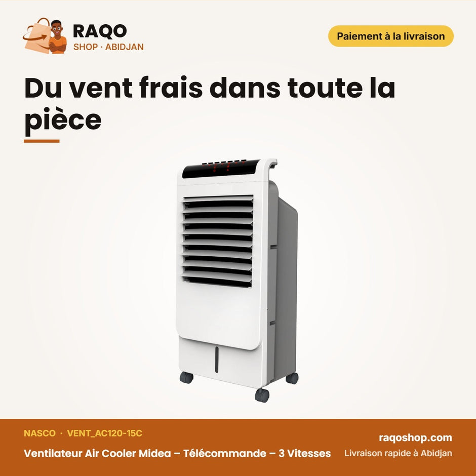 Ventilateur Air Cooler Midea – Télécommande – 3 Vitesses – 2WIND Modes | VENT_AC120-15C