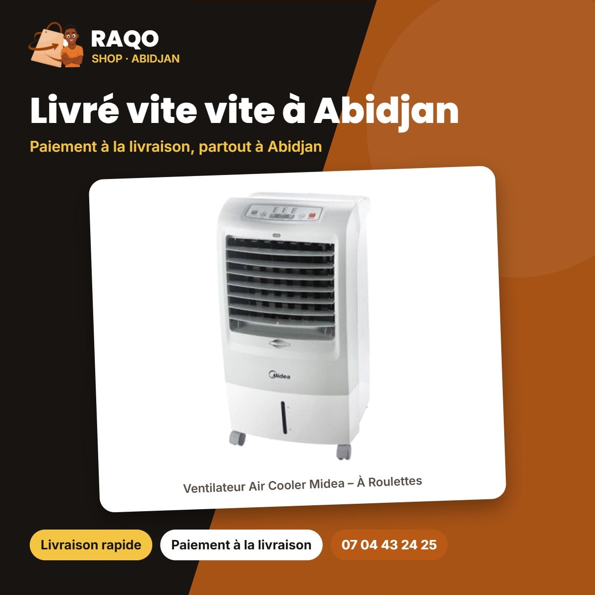 Ventilateur Air Cooler Midea – À Roulettes – Avec Télécommande – 3 Vitesses | VENT_AC120-15F