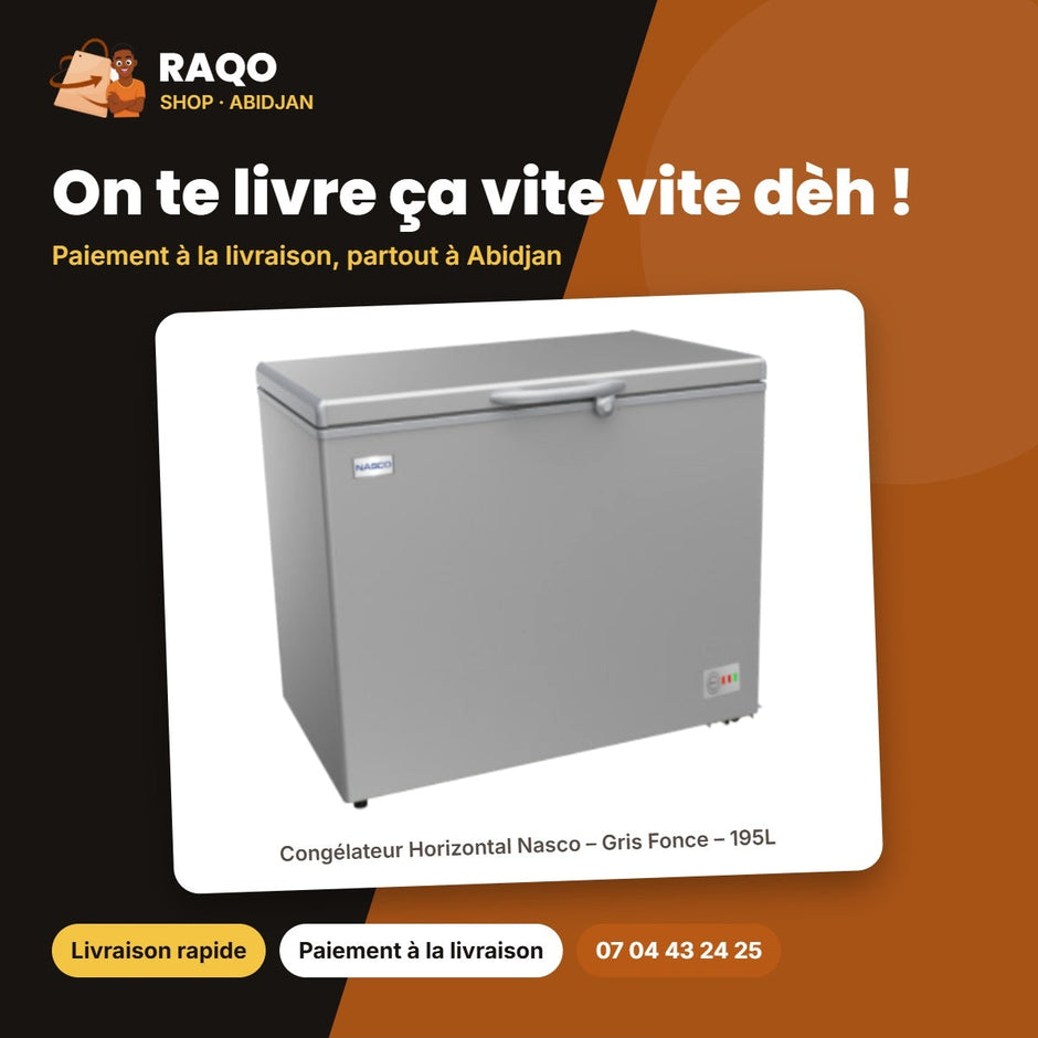 Congélateur Horizontal Nasco – Gris Fonce – 195L – Porte Vitrée Int. | SNAS-300