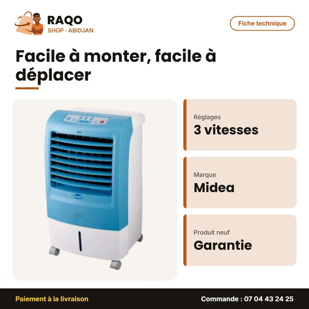 Ventilateur Air Cooler Midea – À Roulettes – Avec Télécommande – 3 Vitesses | VENT_AC120-15F
