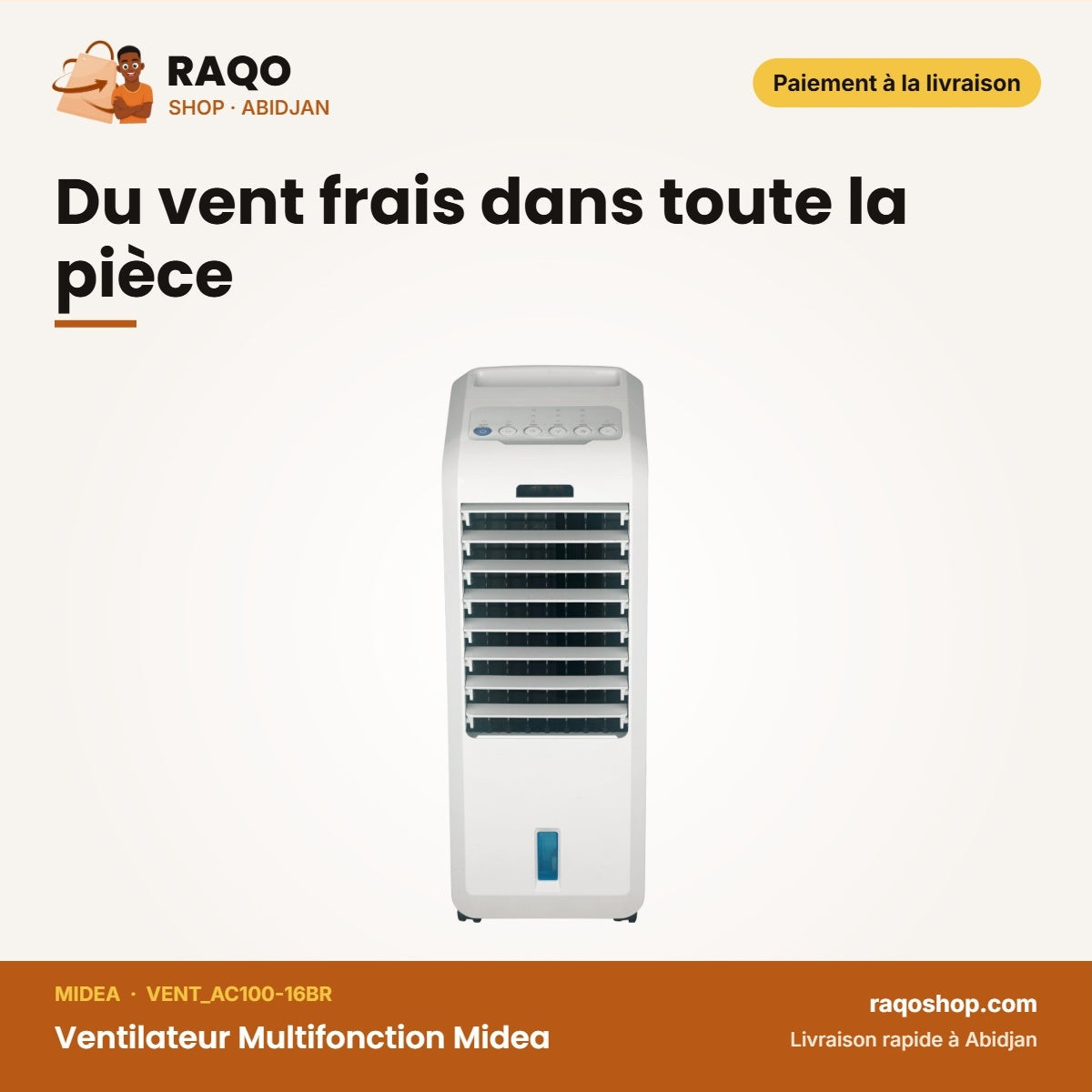 Ventilateur Multifonction Midea – Air Cooler +Télécommande | VENT_AC100-16BR