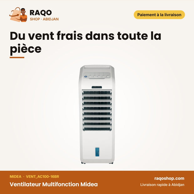 Ventilateur Multifonction Midea – Air Cooler +Télécommande | VENT_AC100-16BR