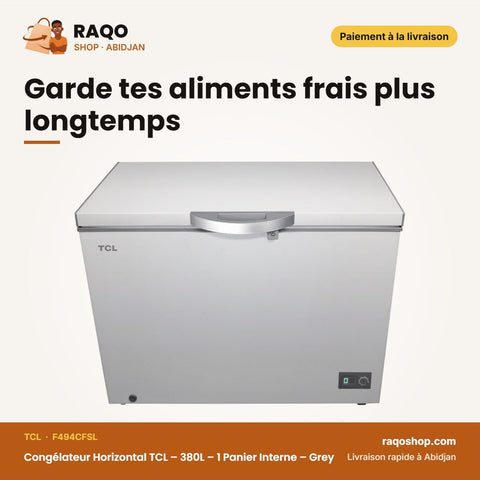 Congélateur Horizontal TCL – 380L – 1 Panier Interne – Grey | F494CFSL