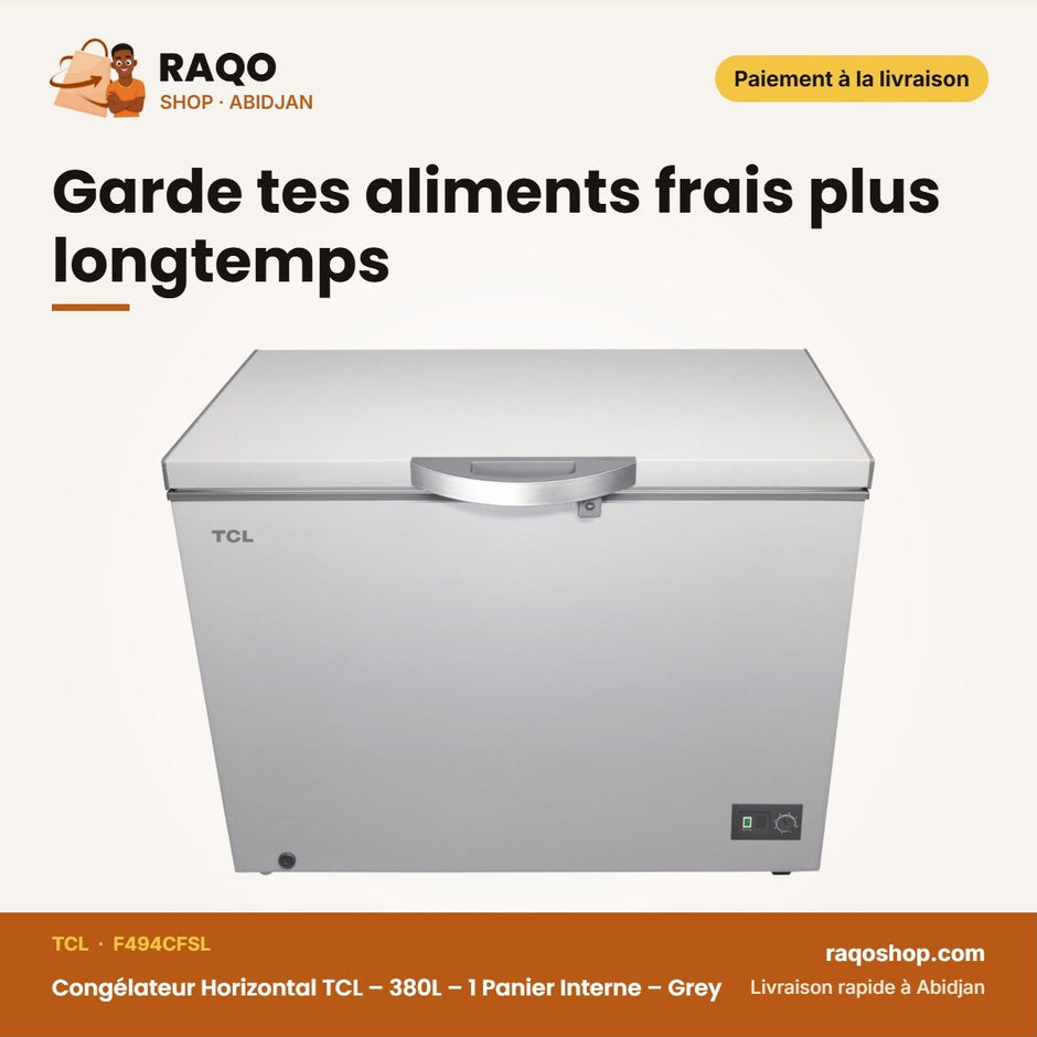 Congélateur Horizontal TCL – 380L – 1 Panier Interne – Grey | F494CFSL