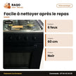 Gazinière Nasco – 6 Feux – Noir – 80*60CM | GCNAS-8060B