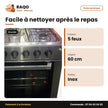 Gazinière Nasco – 5 Feux – Miroir Inox-Noir – 80*60CM | GCNAS-8060S/SM