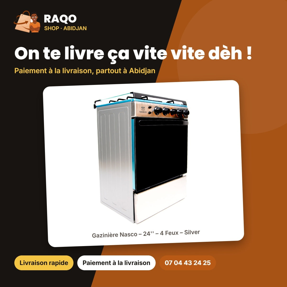 Gazinière Nasco – 24'' – 4 Feux – Silver | NASGC-LME60I