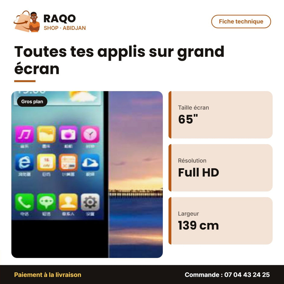 TV LED 65'' Écran Display LFD Hisense – Full HD – Android 7.1 – 139cm | 65A40M