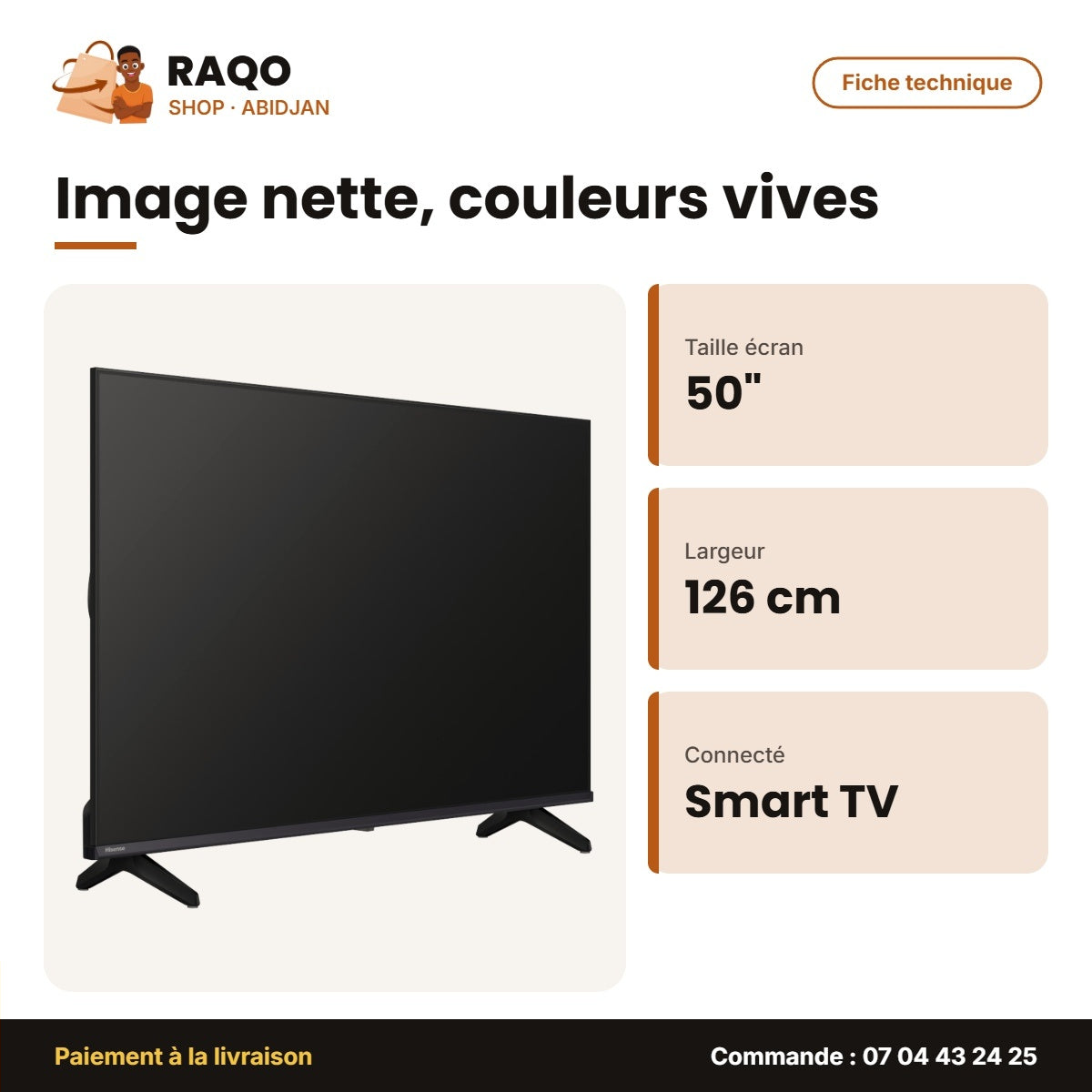 TV LED 50'' Hisense – 126cm – Smart Vidaa – Dolby | 50A4Q